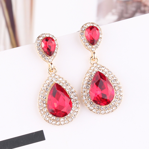 LUBOV Luxury Water Drop Crystal Stone Inlaid Pendant Drop Earrings Rhinestone Decoration Dangle Earrings Women Party Jewelry ► Photo 1/6