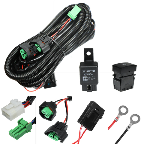YUNPICAR H11 880 881 H9 Fog Light Lamp Wiring Harness Socket Wire Connector With 40A Relay & ON/OFF Switch Kits Fit for LED Work ► Photo 1/6