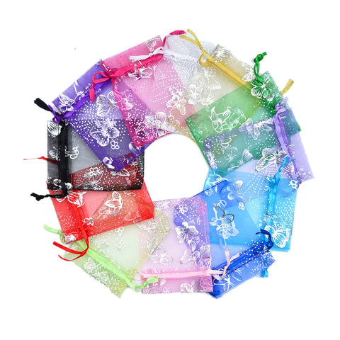 100pcs Silver Color Butterfly Organza Bag Wedding Party Candy Pouches Jewelry Packaging Drawstring Bags Accessories Storage Bag ► Photo 1/6