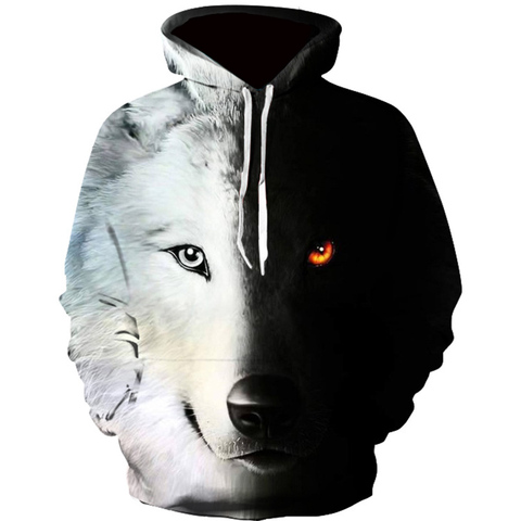 New Fashion Hoodies Men Long Sleeve Fashion Ice and Fire Eyes Wolf Printed Men Sweatshirt Streetwear Clothes Harajuku Hoodie ► Photo 1/6