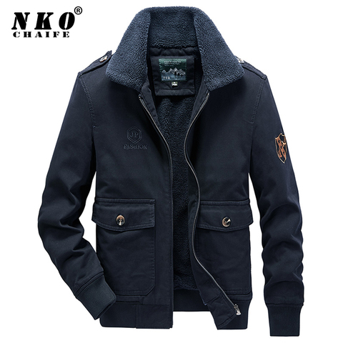 CHAIFENKO Brand Men's Bomber Jacket Parka Coat Men Winter Thick Warm Fleece Military Coat Men Fur Collar Army Tactics Jacket Men ► Photo 1/6