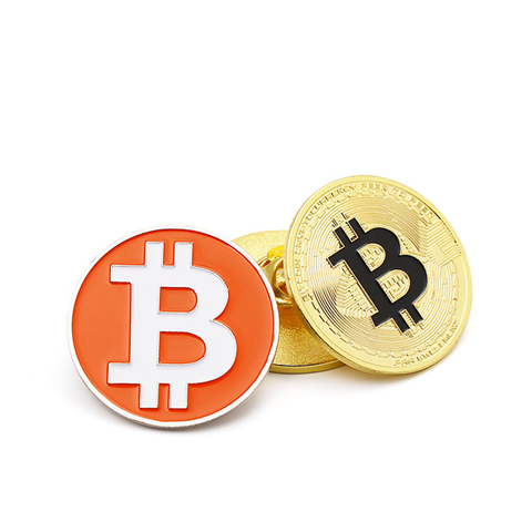 3mm Creative Souvenir Zinc Alolly Bitcoin BTC Brooch Fashion High Quality it Coin Art Collection Physical Gold Commemorative ► Photo 1/6