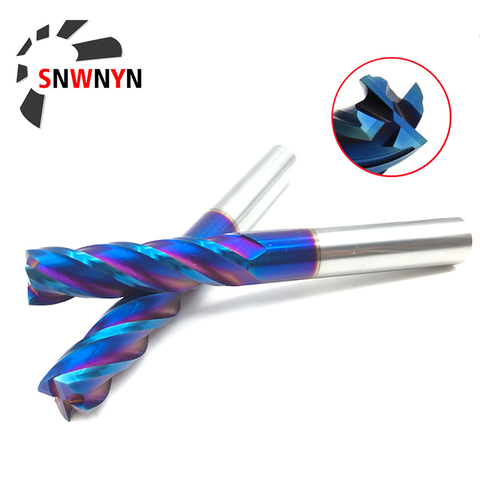 Mill Cutting HRC65 4 Flute D1mm/1.5mm/2mm/3mm/4mm/6mm Alloy Carbide CNC Blue Nano Milling Tungsten Steel Milling Cutter End Mill ► Photo 1/6