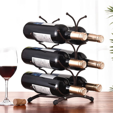 European style 6 Bottle Wine Rack Metal Freestanding Kitchen Storage Stand Wine Cabinet Grape Wine Shelf Display Bar ► Photo 1/6