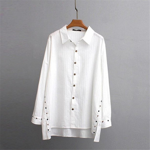 Women's Blouses Tops White Blusas 2022 Long Sleeve Embroidery Women Clothes Plus Size Female Loose Long Shirts Spring 4XL 5XL ► Photo 1/6