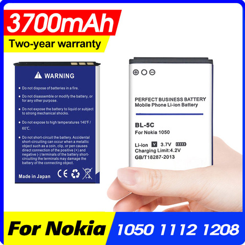 BL-5C BL5C BL 5C Replacement Li-ion Lithium Battery 3700mAh Batteries for Nokia 1112 1208 1600 2610 2600 n70 n71 ► Photo 1/4