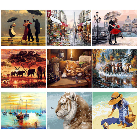 GATYZTORY Painting By Numbers Colourful Animals DIY Painting By Numbers Adults Frameless Landscape Paintings Child Bedroom Decor ► Photo 1/6