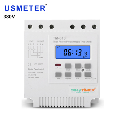 TM613 380V 16A Three phases 7 Days Programmable 16A Relay Digital Timer Switch Motor Automatic Intelligent Controller ► Photo 1/6