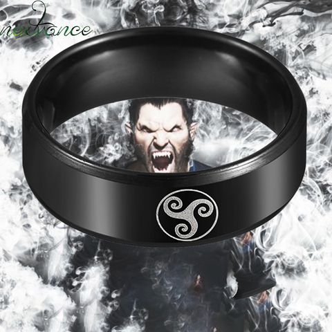 Buy Online Nextvance Teen Wolf Logo Ring Tungsten Black Finger Rings For Boy Teenage Gift Couple Valentines Day Gift Bague Alitools