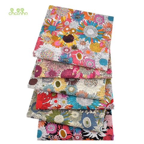 Chainho,6 Pcs/Lot,Floral Printed Patchwork Cloth,Plain Cotton Fabric, DIY Sewing & Quilting Poplin Material For Baby & Children ► Photo 1/6