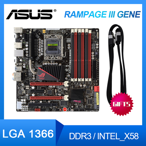 For ASUS Rampage III GENE X58 motherboard player country R3G 1366 Original Used motherboard ► Photo 1/6