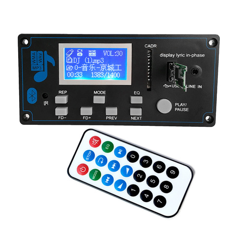 Audio Bluetooth 5.0 Mp3 Player Board With Radio FLAC APE Digital Hifi USB LCD Aux LRC Folder switch MP3 Decoder Module ► Photo 1/6