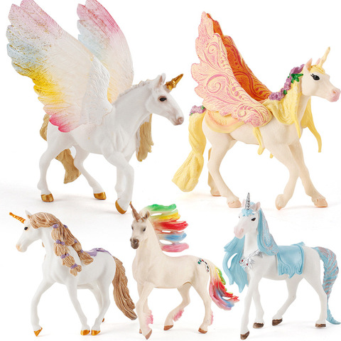European Myth Unicorn Pegasus Rainbow Horse Unicorn with Wings Fairy Horse Figurine Model Desktops Decoration Kids Gift Toys ► Photo 1/6