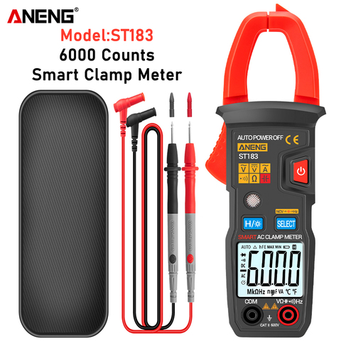 ANENG ST183 Digital Clamp Meter AC Current Multimeter DC/AC Voltage Ammeter Voltage Tester Amp Hz Capacitance NCV Ohm Test ► Photo 1/6