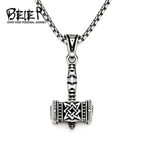 Vikings Pendant thor hammer necklace  mjolnir pendant North Necklace Stainless Steel Chain Necklace Norse Viking Jewelry BP8-482 ► Photo 1/6
