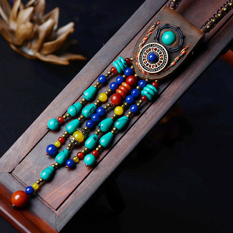 New Necklace Bohemia Handmade Pendant For Women 70cm Boho Chain Natural Stone Ethnic Jewelry Friend Gift Bijoux Dropshipping ► Photo 1/5