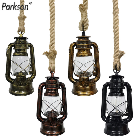 Retro Pendant Lights E27 Hemp Rope Lantern Hang Lamp Vintage Industrial Hanglamp Loft Home decoration lamp Indoor Bar light ► Photo 1/6