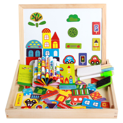 New Arrival Drawing Writing Board Magnetic Board Puzzle Double Easel Kid Wooden Toy Gift Children Intelligence Development Toys ► Photo 1/6