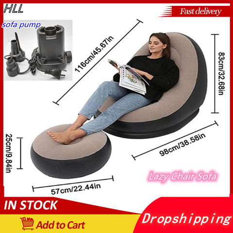 Compressible sofa bed  with pedal flocking single sofa chair pile coating Lazy Chair Sofa Lounger Inflatable Folding Recliner ► Photo 1/1