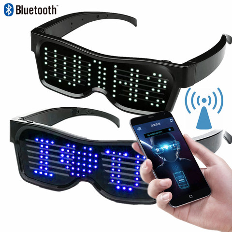 APP Bluetooth Party Magic Flash Raves LED Glasses Multi-language Programmable Text Animation Light Up Glasses USB Charging ► Photo 1/6