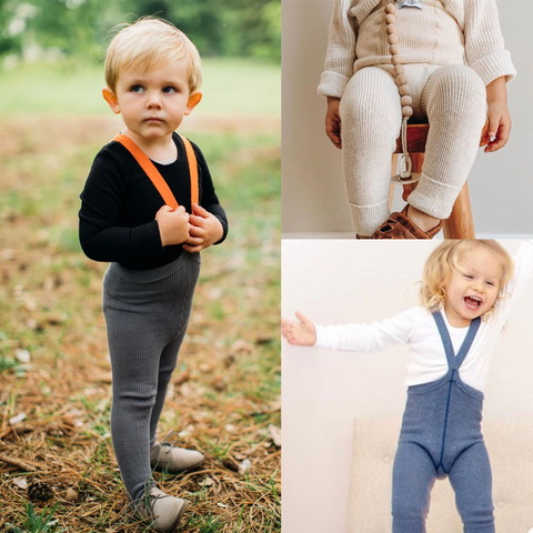 Baby Suspender Pants 2022 Brand New Autumn Winter Boys Girls Solid Cute Overalls Toddler Knit Cotton Overalls Pants SS ► Photo 1/6