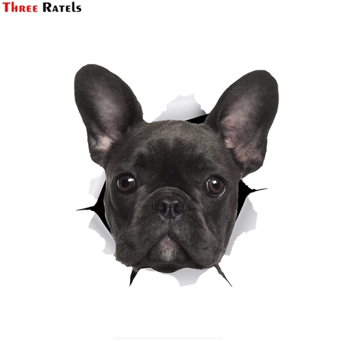 Three Ratels 1068 3D Black French Bulldog Sticker Dog Decals for Walls Cars motorcycle Toilet Luggage Skateboard Laptop ► Photo 1/4