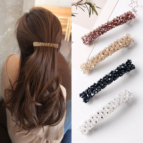 Sweet Color Crystal Spring Hair Clips Pins Handmade Beads Hair Barrettes For Women Girl Fashion Simple Hair Accessories Headwear ► Photo 1/6