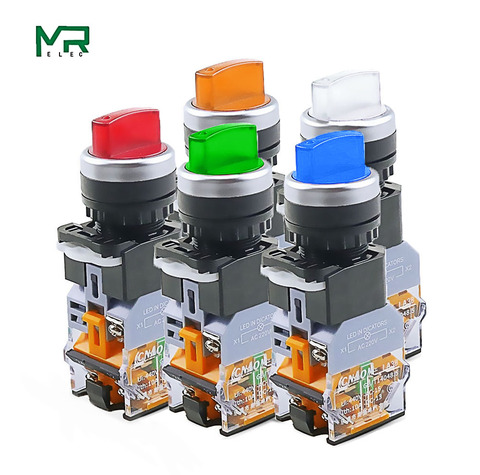 LA38-11XD/2 Rotary push button switch with lamp 22MM 2 position 3 position latching LED knob switches Multicolor optional ► Photo 1/6