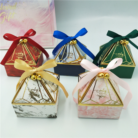 Gift Box Wedding Supplies Party Candy Box Baby Shower Paper Chocolate Boxes New Prismatic Creative Bronzing Packaging Boxes ► Photo 1/6