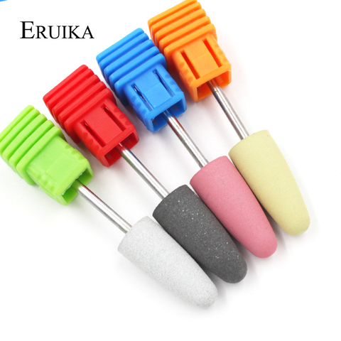 ERUIKA 4pc/set 10*24mm Rubber Silicon Nail Drills Big Head Bit Nail Buffer Mills for Manicure Pedicure Cuticle Clean Tools ► Photo 1/6