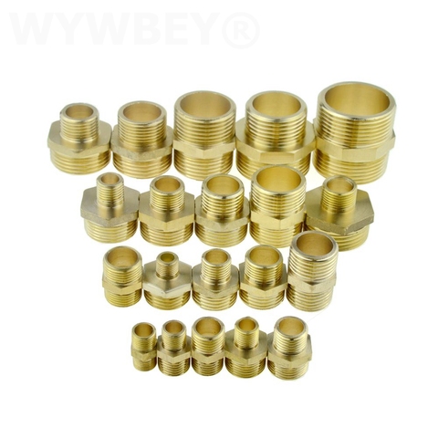 Brass Hex Nipple Pipe Fitting Copper Adapter 1/8 1/4 3/8 1/2 3/4 Male Equal Reducing Coupler Connector Water Gas Plumbing Joint ► Photo 1/3