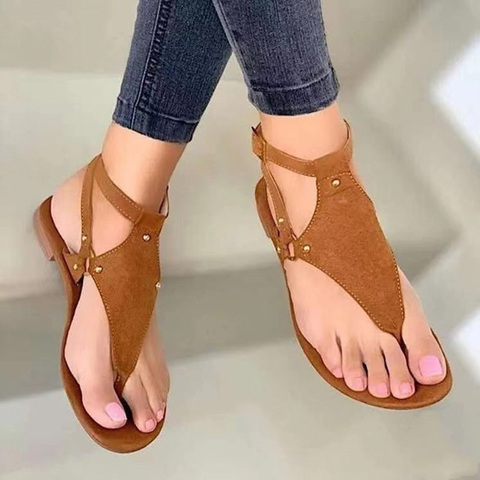 Summer Women Sandals Retro Beach Sandals Anti-Slip Casual Ladies Sandals Leather Stitching Buckle Women Shoes Golden Chaussures ► Photo 1/4
