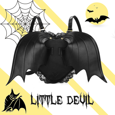 Women Backpack Bat Wing Backpack Punk Stylish Newest School Bag for Girls Bat Bag Angel Wings Backpack Cute Little Devil Package ► Photo 1/6