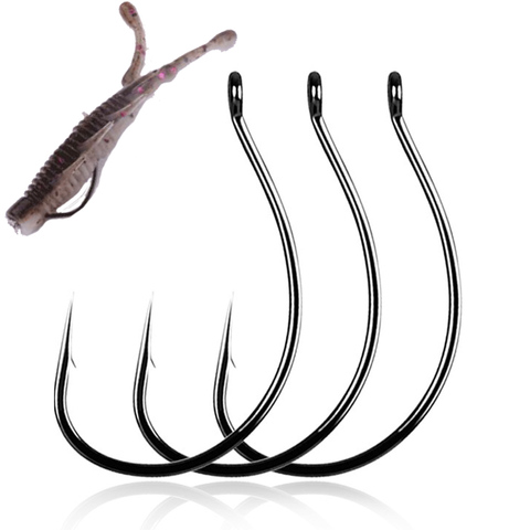 10pcs/lot Fishing Wacky Rig Hooks #2 #1 #1/0 Drop Shot Hook Crank Worm Fishhook For Bass Fishing ► Photo 1/6