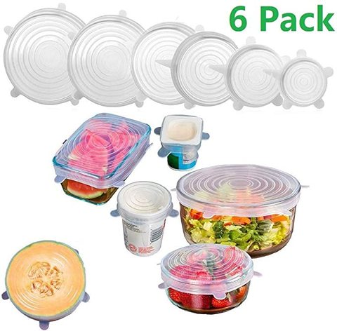6pcs Silicone Cover Stretch Lids Reusable Airtight Food Wrap Covers Keeping Fresh Seal Bowl Stretchy Wrap Cover Kitchen Cookware ► Photo 1/6