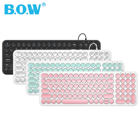 B.O.W  Wire Keyboard 96 Round Keys, Ultra-Slim Wired USB Port KB Plug and Play Comfortable Typing for PC / Computer/ Laptop/ Mac ► Photo 1/6