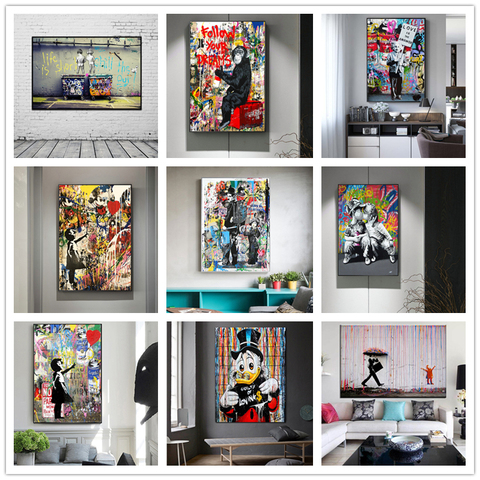 Banksy Graffiti Art Abstract Canvas Painting Posters and Prints 