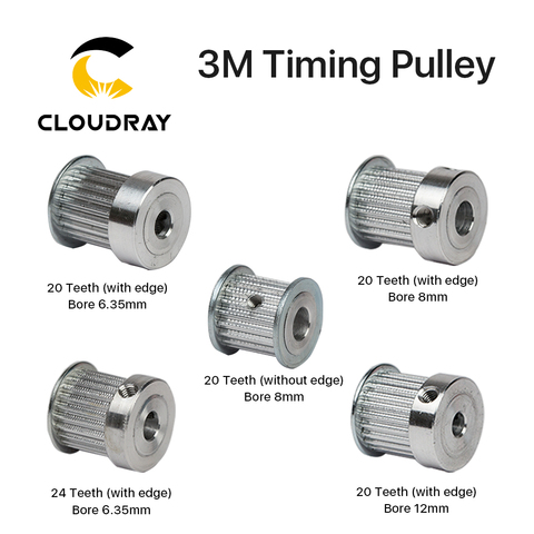 Cloudray CO2 Laser Metal Parts Synchronous HTD 3M Gear Pulley 6.35/8/12mm for DIY CO2 Laser Engraving Cutting Machine ► Photo 1/6