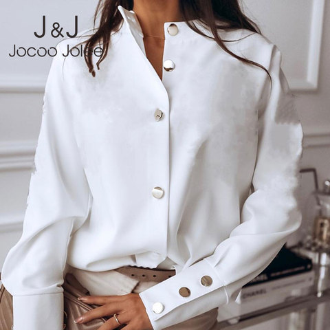 Jocoo Jolee Vintage Solid Blouse Casual Long Sleeve Button Shirt Plus Size Harajuku Tops Office Lady Tunic Women's Clothing ► Photo 1/5