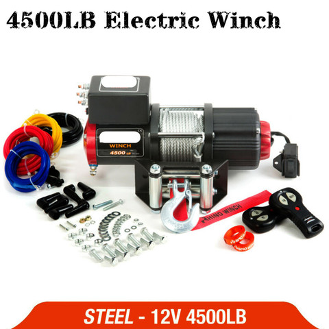 RU electric winch 12V 4500lb remote control set heavy duty ATV trailer high strength steel electric winch ► Photo 1/6