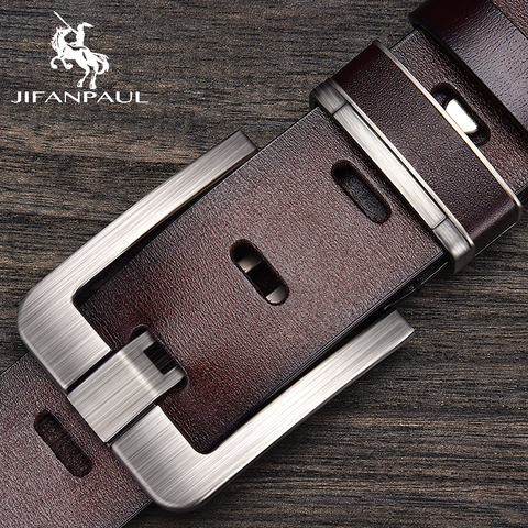 JIFANPAUL New Leather cowhide belt men's belt fashion alloy belt buckle adult men's luxury brand jeans belt business casual belt ► Photo 1/1