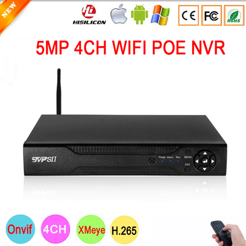 Remote Control Hi3536D XMeye Audio 48V Max 8TB H.265+ 5mp 4CH 4 Channel Face Detection Onvif IP WIFI POE CCTV DVR NVR ► Photo 1/5