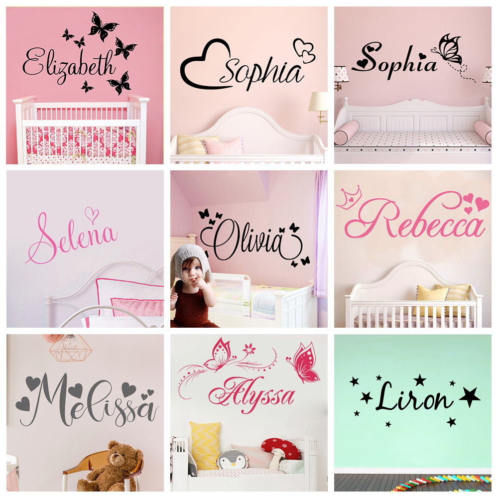 Butterflies Personalized Custom Name Vinyl Decal Sticker Wall Room Decoration B