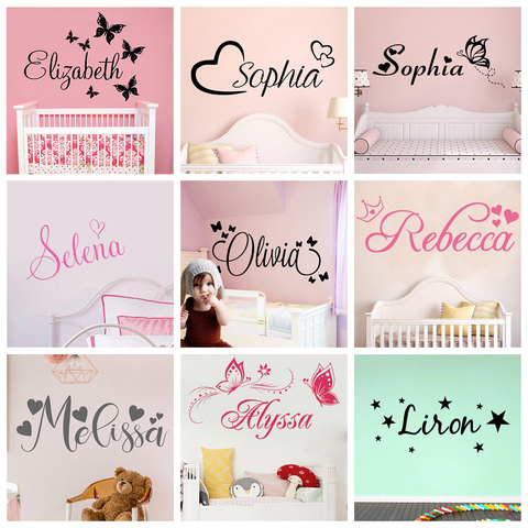 Personalized Custom Name Butterfly Wall Sticker Wallpaper For Nursery Kids Room Decoration Vinyl Stickers Bedroom Decals ► Photo 1/6
