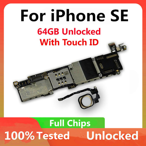 100% Unlocked Motherboard For iPhone SE Unlocked Mainboard With Touch ID IOS System Full Function Logic Board ► Photo 1/2