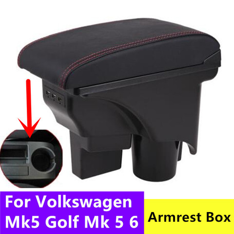 For Volkswagen Mk5 6 Golf Mk 5  2005-2011 Car Armrest Box Central Store Content Box Cup Holder Interior Car-Styling USB Charging ► Photo 1/6