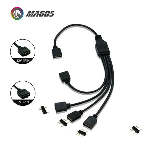 Extension Cable For Motherboard Interface 5V3PIN/12V4PIN AURA RGB 1-2/3/4 Interface Splitter Addressable D-RGB SYNC Hub JST-3Pin ► Photo 1/6