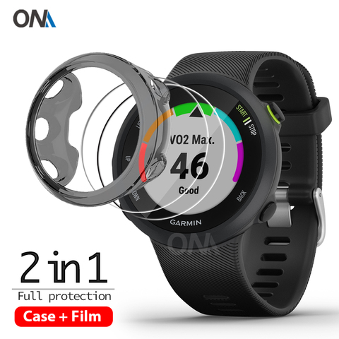 2+1 Protector Case + Screen Protector for Garmin forerunner 45 45S watch Soft TPU Protective Cover Shell Tempered Glass Film ► Photo 1/6