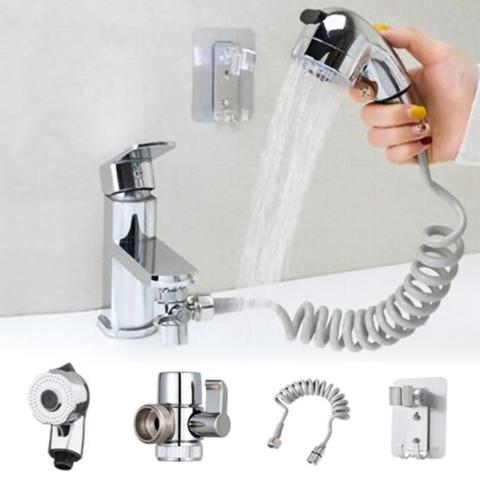 Long flexible hose Bathroom Faucet External Shower Hand-held Telescopic Small Nozzle Set Shampoo Head Set ► Photo 1/6
