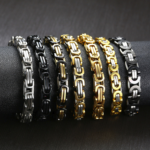 Vnox 8mm Punk Byzantine Link Chain Bracelets for Men Stainless Steel Heavy Male Pulseira ► Photo 1/6